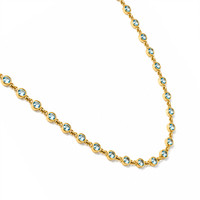 32.45 Ct. Blue Topaz Bezel Necklace, 22K Gold Plated Silver Image