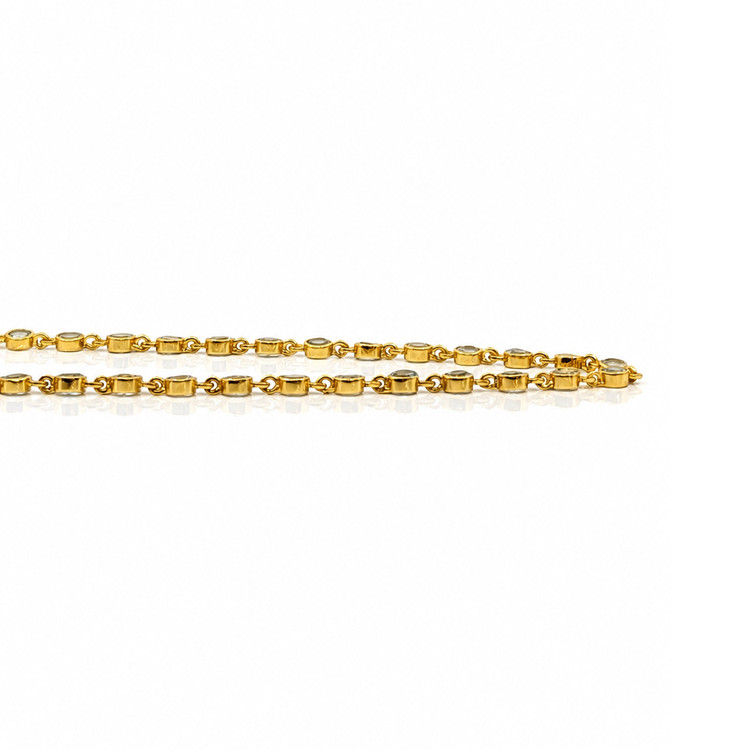 32.45 Ct. Blue Topaz Bezel Necklace, 22K Gold Plated Silver