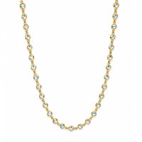 32.45 Ct. Blue Topaz Bezel Necklace, 22K Gold Plated Silver Image