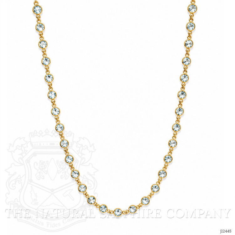 32.45 Ct. Blue Topaz Bezel Necklace, 22K Gold Plated Silver