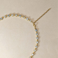 32.45 Ct. Blue Topaz Bezel Necklace, 22K Gold Plated Silver Life Style