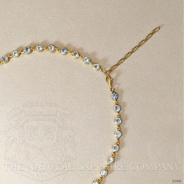 32.45 Ct. Blue Topaz Bezel Necklace, 22K Gold Plated Silver
