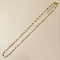 32.45 Ct. Blue Topaz Bezel Necklace, 22K Gold Plated Silver Life Style