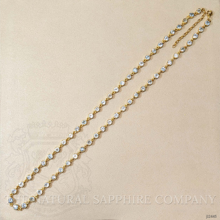 32.45 Ct. Blue Topaz Bezel Necklace, 22K Gold Plated Silver