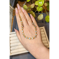 32.45 Ct. Blue Topaz Bezel Necklace, 22K Gold Plated Silver Life Style