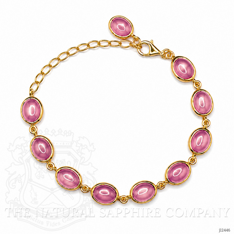 34.00 Ct.Tw. Pinkish Red Ruby Bezel Bracelet, 22K Gold Plated Silver