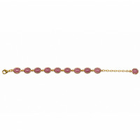 34.00 Ct.Tw.Total Carat Weight Pinkish Red Ruby Bezel Bracelet, 22K Gold Plated Silver Image