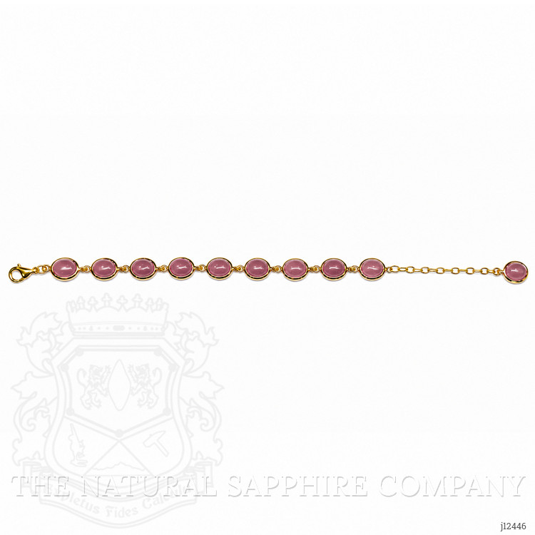34.00 Ct.Tw. Pinkish Red Ruby Bezel Bracelet, 22K Gold Plated Silver