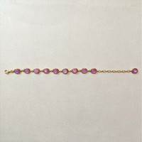 34.00 Ct.Tw.Total Carat Weight Pinkish Red Ruby Bezel Bracelet, 22K Gold Plated Silver Life Style
