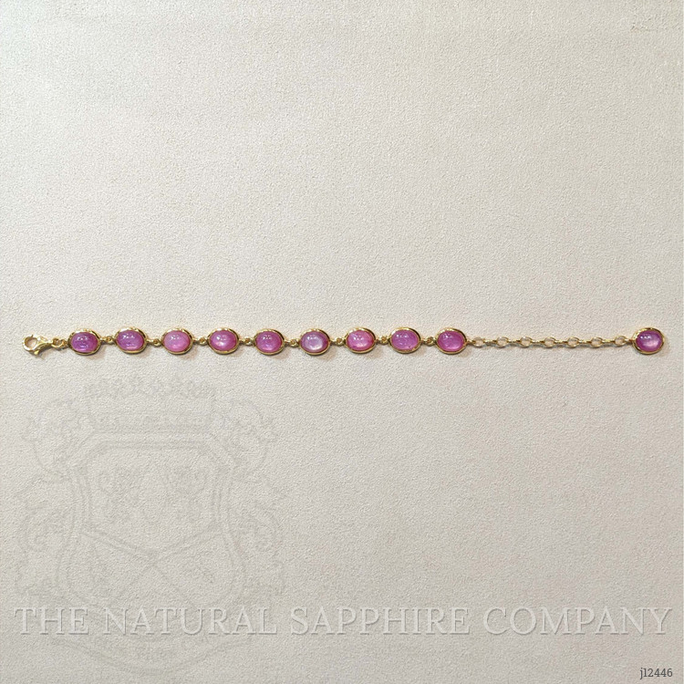 34.00 Ct.Tw. Pinkish Red Ruby Bezel Bracelet, 22K Gold Plated Silver