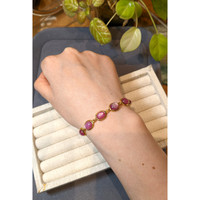 34.00 Ct.Tw.Total Carat Weight Pinkish Red Ruby Bezel Bracelet, 22K Gold Plated Silver Life Style