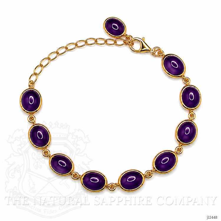 21.40 Ct.Tw. Purple Amethyst Bezel Bracelet, 22K Gold Plated Silver