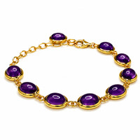 21.40 Ct.Tw.Total Carat Weight Purple Amethyst Bezel Bracelet, 22K Gold Plated Silver Image