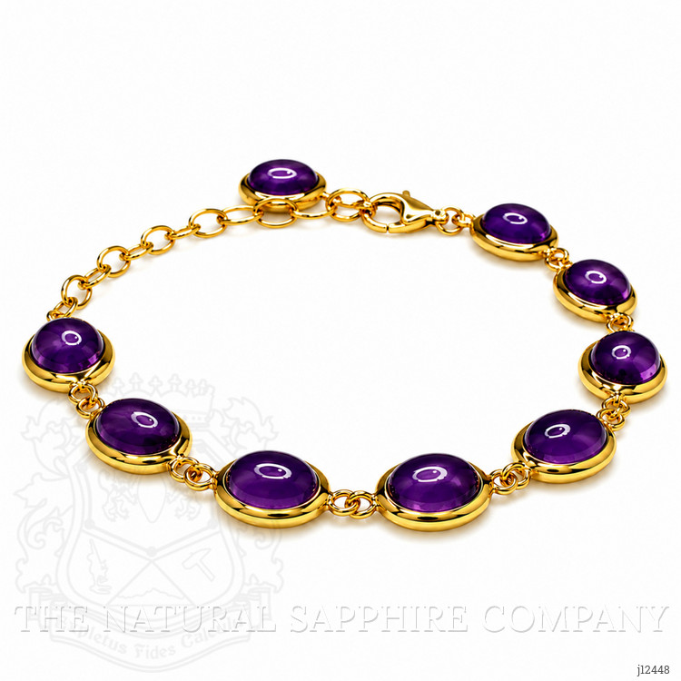 21.40 Ct.Tw. Purple Amethyst Bezel Bracelet, 22K Gold Plated Silver