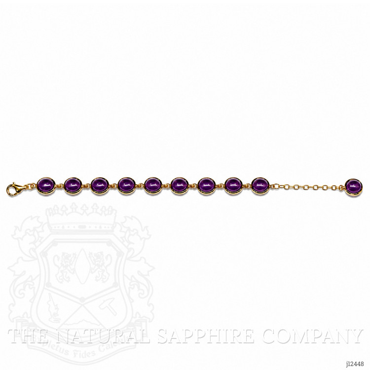 21.40 Ct.Tw. Purple Amethyst Bezel Bracelet, 22K Gold Plated Silver