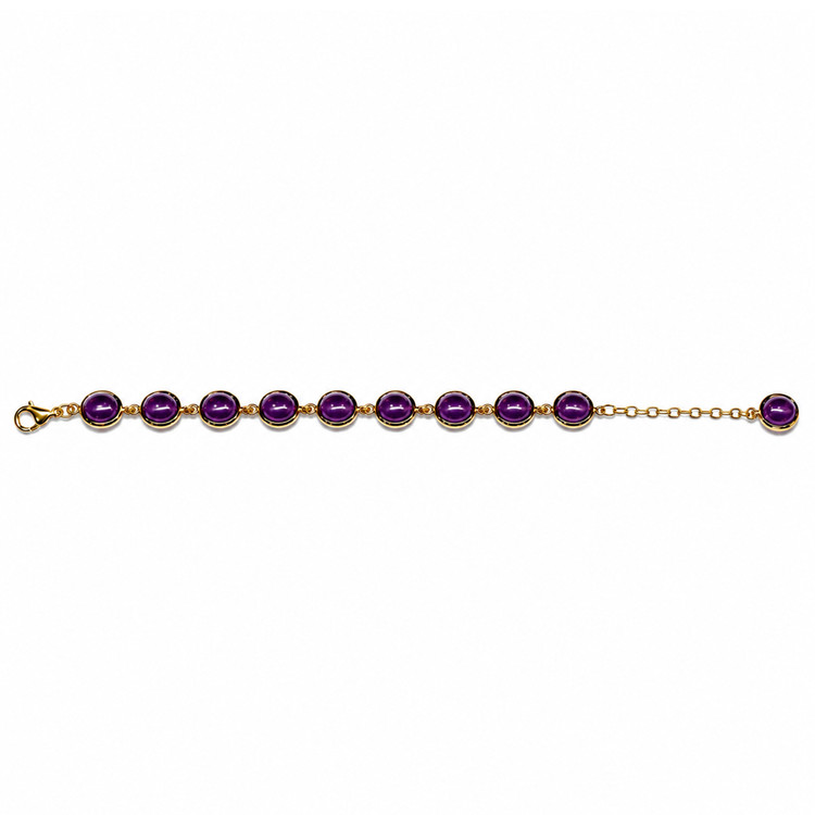 21.40 Ct.Tw. Purple Amethyst Bezel Bracelet, 22K Gold Plated Silver