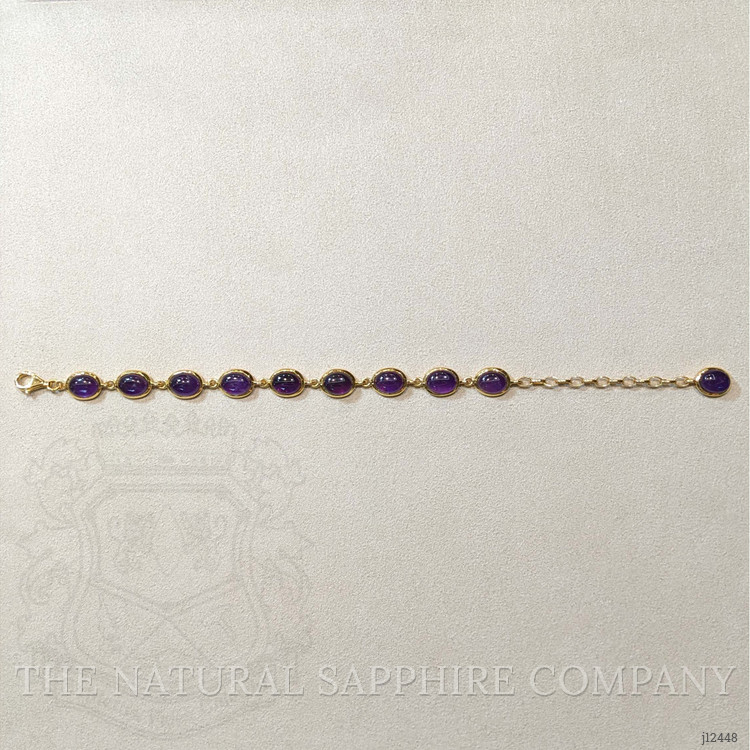 21.40 Ct.Tw. Purple Amethyst Bezel Bracelet, 22K Gold Plated Silver