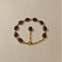 21.40 Ct.Tw.Total Carat Weight Purple Amethyst Bezel Bracelet, 22K Gold Plated Silver Life Style
