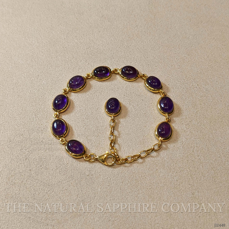 21.40 Ct.Tw. Purple Amethyst Bezel Bracelet, 22K Gold Plated Silver