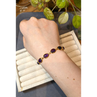 21.40 Ct.Tw.Total Carat Weight Purple Amethyst Bezel Bracelet, 22K Gold Plated Silver Life Style