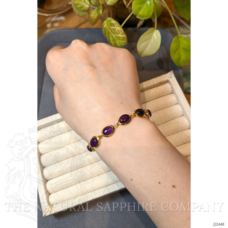 21.40 Ct.Tw. Purple Amethyst Bezel Bracelet, 22K Gold Plated Silver