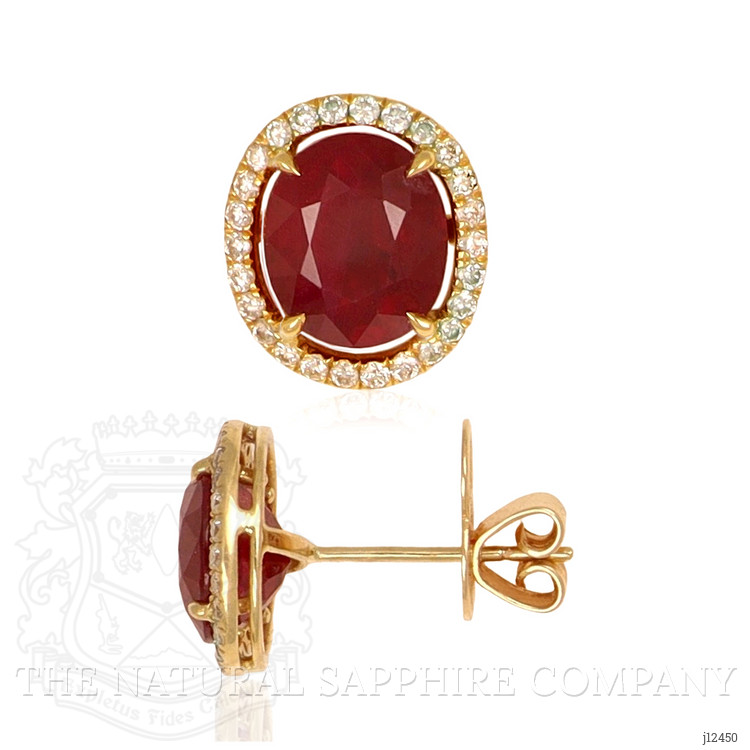 6.07 Ct.Tw. Ruby and Natural Diamond Drops Earrings, 18K Yellow Gold