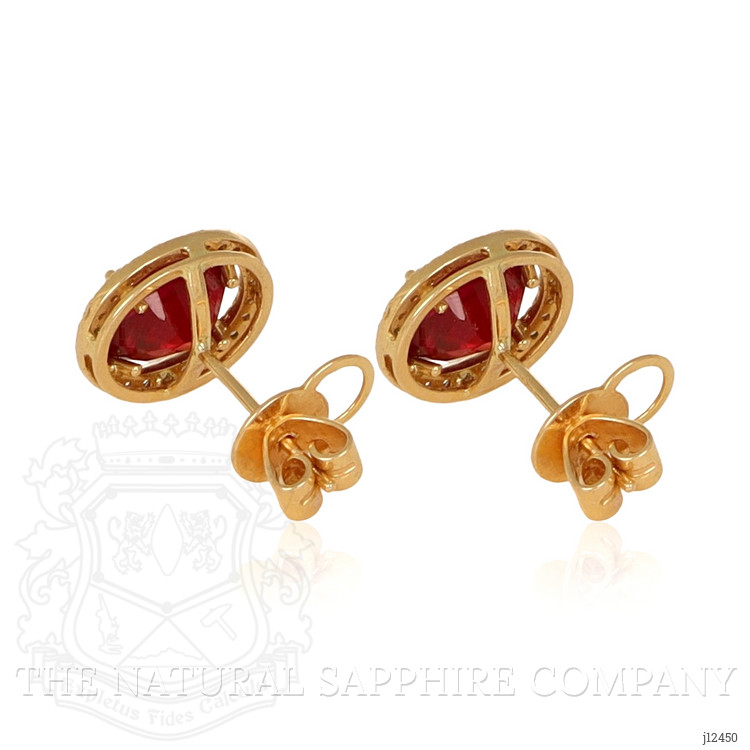 6.07 Ct.Tw. Ruby and Natural Diamond Drops Earrings, 18K Yellow Gold
