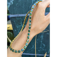 50.50 Ct. Green Sapphire and Natural Diamond Tennis/Riviere Necklace, 18K Yellow Gold Life Style