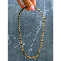 50.50 Ct. Green Sapphire and Natural Diamond Tennis/Riviere Necklace, 18K Yellow Gold Life Style