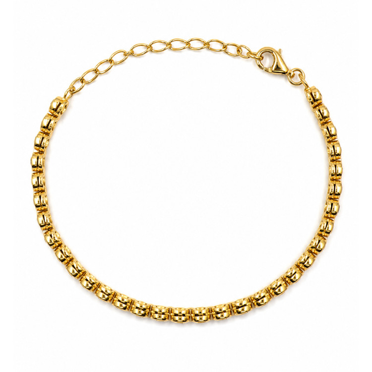4.75 Ct.Tw. Green Agate Bezel Bracelet, 22K Gold Plated Silver