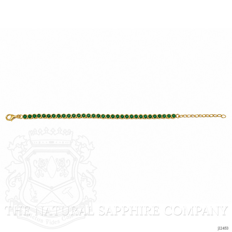 4.75 Ct.Tw. Green Agate Bezel Bracelet, 22K Gold Plated Silver