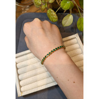 4.75&nbsp;Ct.Tw.Total Carat Weight Green Agate Bezel Bracelet, 22K Gold Plated Silver Life Style