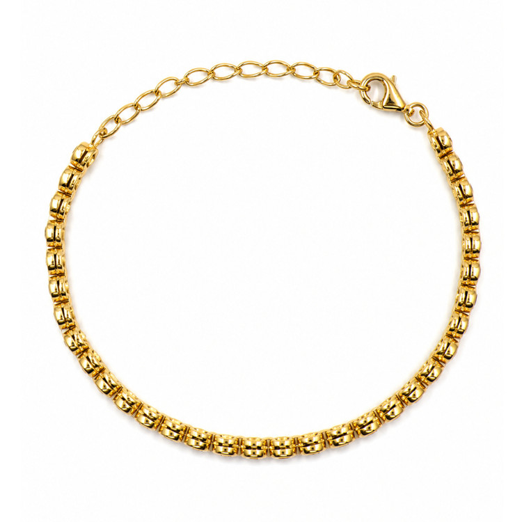 4.82 Ct.Tw. Yellow Citrine Bezel Bracelet, 22K Gold Plated Silver