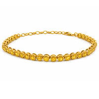 4.82&nbsp;Ct.Tw.Total Carat Weight Yellow Citrine Bezel Bracelet, 22K Gold Plated Silver Image
