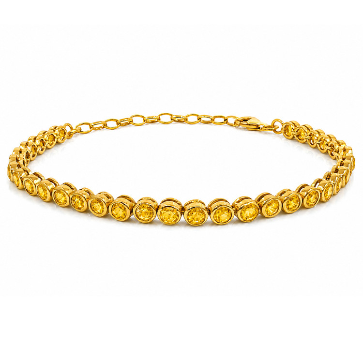 4.82 Ct.Tw. Yellow Citrine Bezel Bracelet, 22K Gold Plated Silver