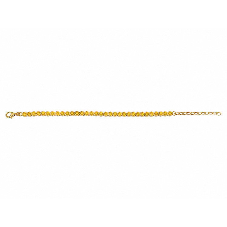 4.82 Ct.Tw. Yellow Citrine Bezel Bracelet, 22K Gold Plated Silver