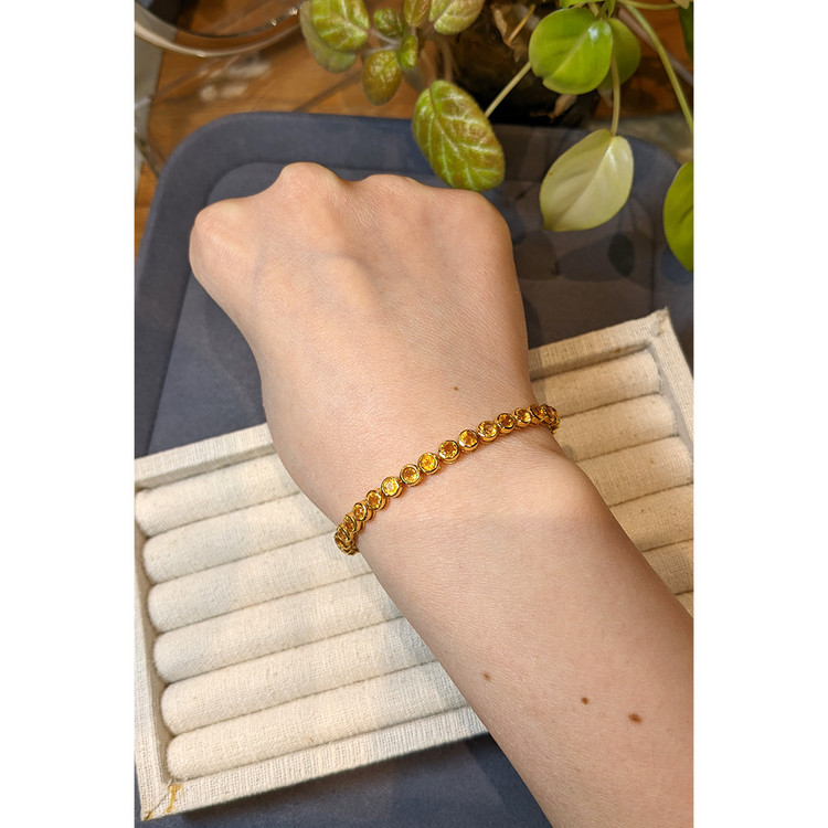 4.82 Ct.Tw. Yellow Citrine Bezel Bracelet, 22K Gold Plated Silver