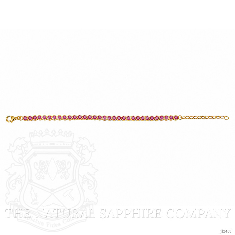 3.57 Ct.Tw. Ruby Bezel Bracelet, 22K Gold Plated Silver