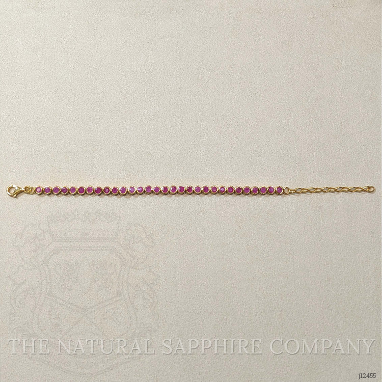 3.57 Ct.Tw. Ruby Bezel Bracelet, 22K Gold Plated Silver