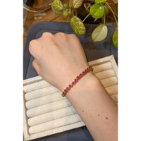 3.57 Ct.Tw.Total Carat Weight Ruby Bezel Bracelet, 22K Gold Plated Silver Life Style