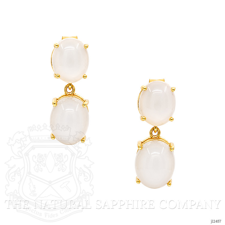 18.38 Ct.Tw. White Moonstone Studs Earrings, 22K Gold Plated Silver