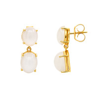 18.38&nbsp;Ct.Tw.Total Carat Weight White Moonstone Studs Earrings, 22K Gold Plated Silver Image