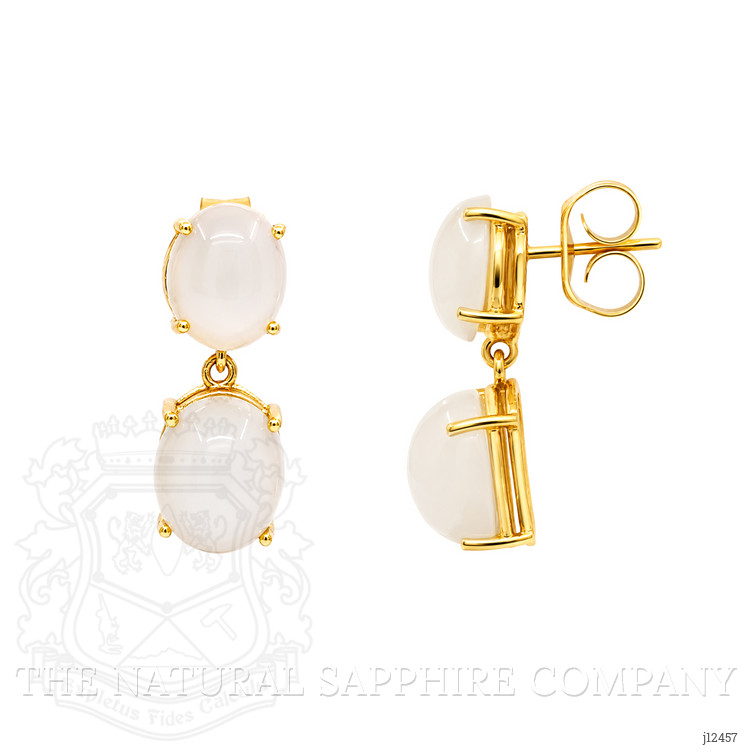 18.38 Ct.Tw. White Moonstone Studs Earrings, 22K Gold Plated Silver