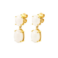 18.38 Ct.Tw.Total Carat Weight White Moonstone Studs Earrings, 22K Gold Plated Silver Image