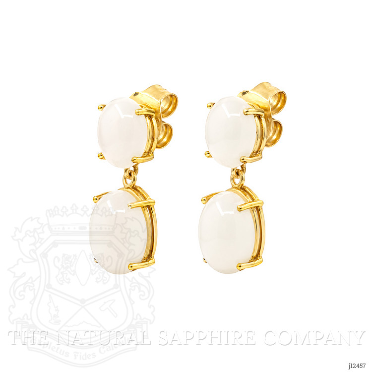 18.38 Ct.Tw. White Moonstone Studs Earrings, 22K Gold Plated Silver