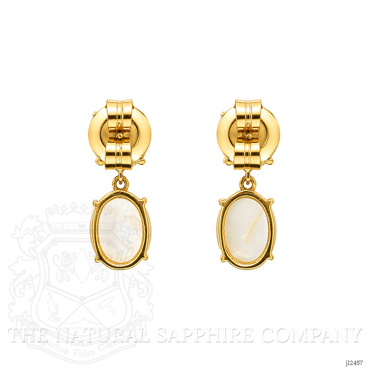 18.38 Ct.Tw. White Moonstone Studs Earrings, 22K Gold Plated Silver