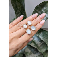 18.38 Ct.Tw.Total Carat Weight White Moonstone Studs Earrings, 22K Gold Plated Silver Life Style