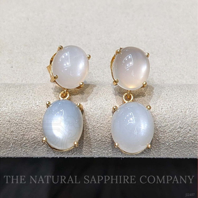 18.38 Ct.Tw. White Moonstone Studs Earrings, 22K Gold Plated Silver