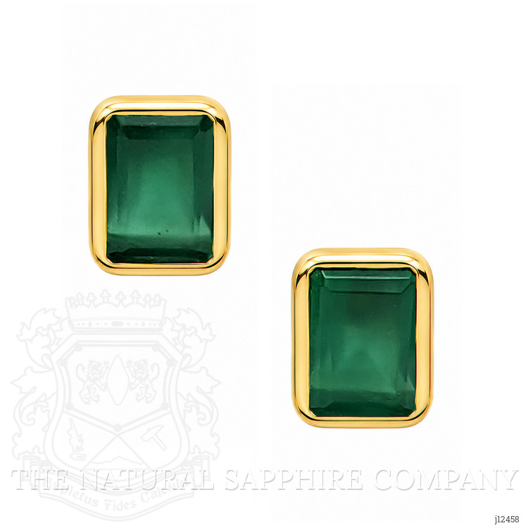 1.48 Ct.Tw. Green Agate Studs Earrings, 22K Gold Plated Silver