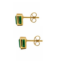 1.48&nbsp;Ct.Tw.Total Carat Weight Green Agate Studs Earrings, 22K Gold Plated Silver Image